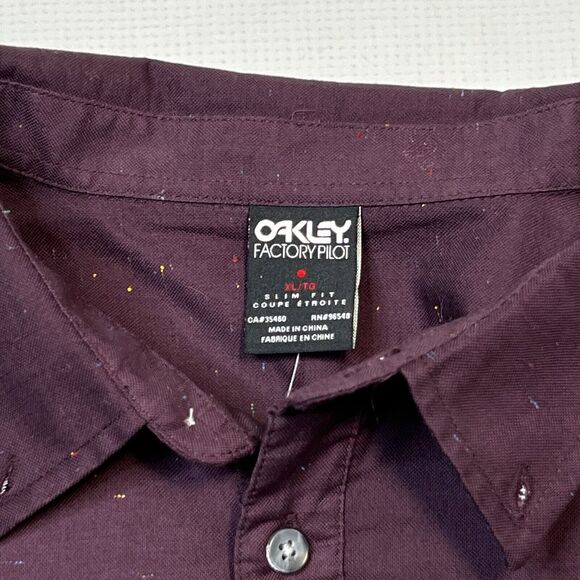 Oakley Shirt Mens XL Purple Splatter Paint Factory Pilot Button Up Lng Sleve NEW - Picture 3 of 13